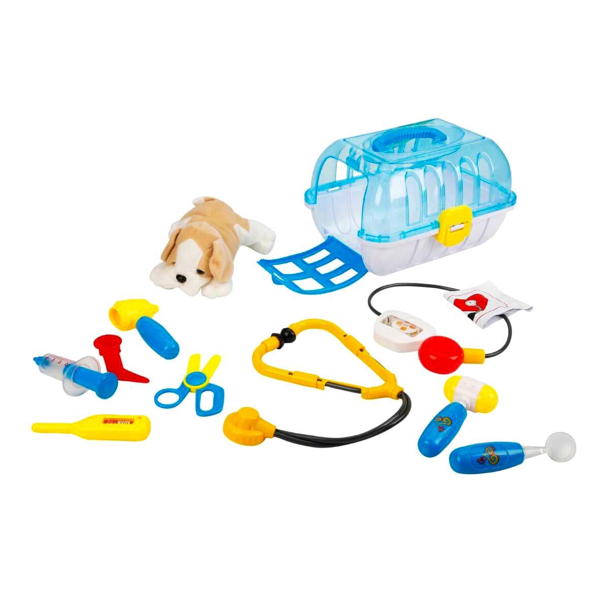 5dc11cdf9542a-15790 Sunman Çantalı Peluş Köpek Veteriner Seti - Görsel 1