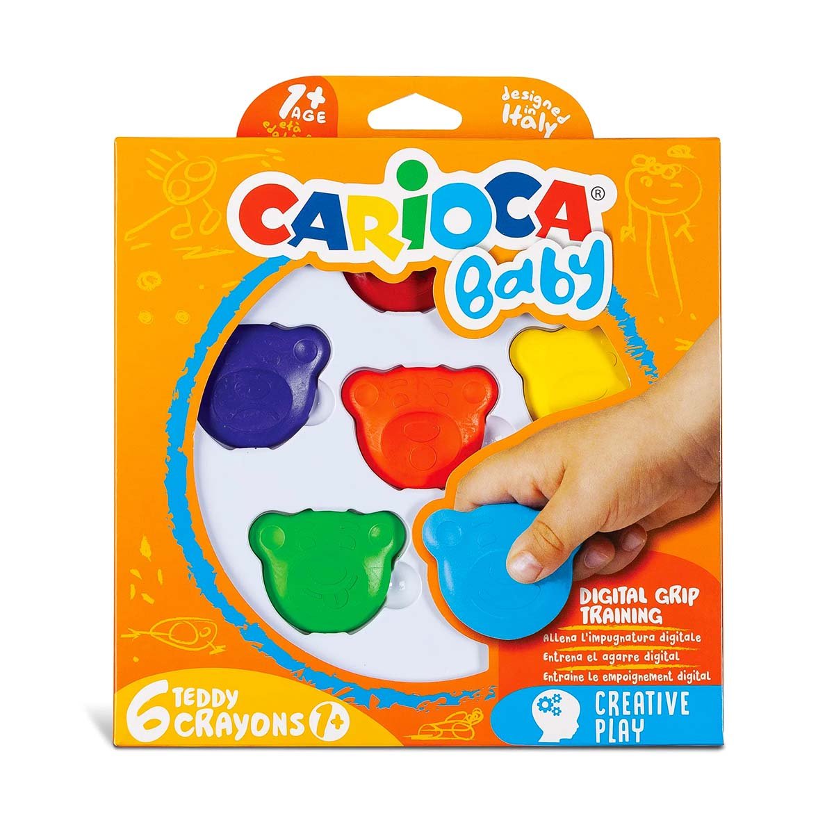 5e396e25a64dd-19249 Carioca Baby Teddy Crayons 6'lı - Görsel 1