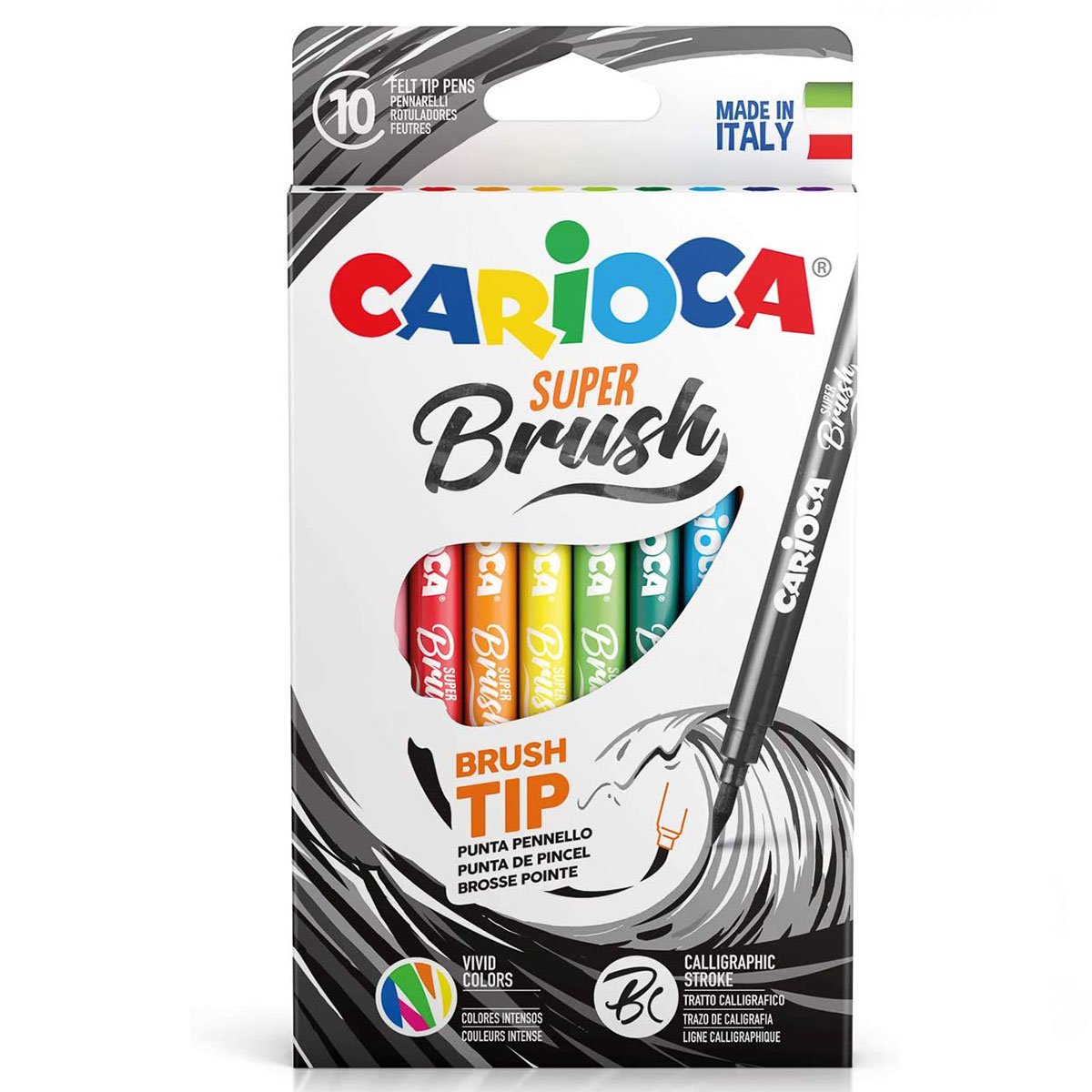 61d2f6680bfbb-45373 Carioca Keçeli Boya Süper Brush Fırça Uçlu 10'lu 42937 - Görsel 1