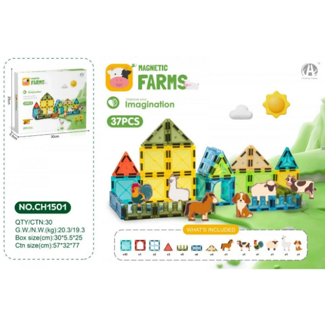 69c3c58bd232c-16159760-sw1080sh1080 Magnetic Tiles Farms Manyetik Çiftlik Seti 37 Parça - Görsel 1
