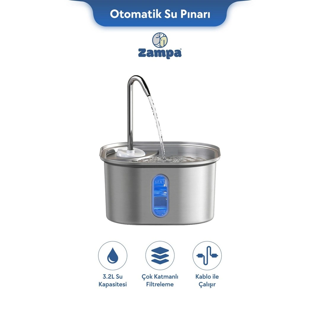 69f1edbfc6a97-37810949-sw1080sh1080 Zampa Kare Paslanmaz Çelik Pet Otomatik Su Pınarı - Görsel 1