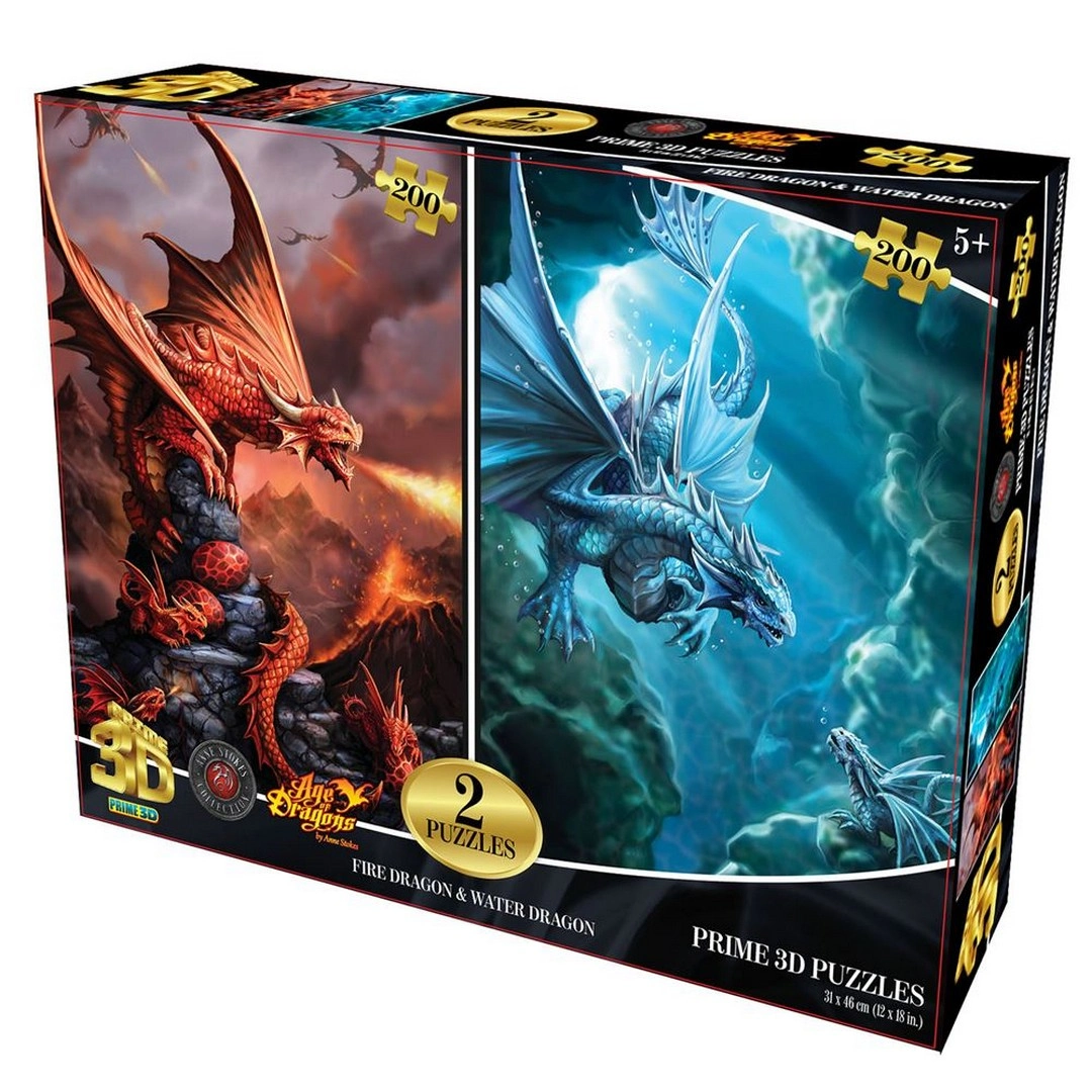 69f30ab375e19-36160524-sw1080sh1080 Prime 3D Ateş Ejderhası ve Su Ejderhası İkili Puzzle 200 Parça - Görsel 1