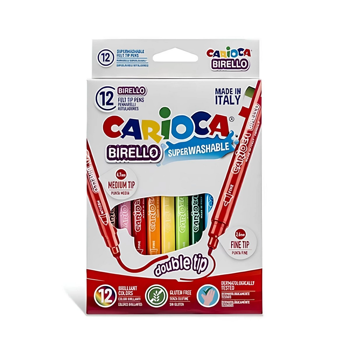 carioca-birello-super-yikanabilir-cift-tarafli-keceli-boya-kalemi-12li-94141039-sw1200sh1200 Carioca Bırello Süper Yıkanabilir Çift Taraflı Keçeli Boya Kalemi 12’li - Görsel 1