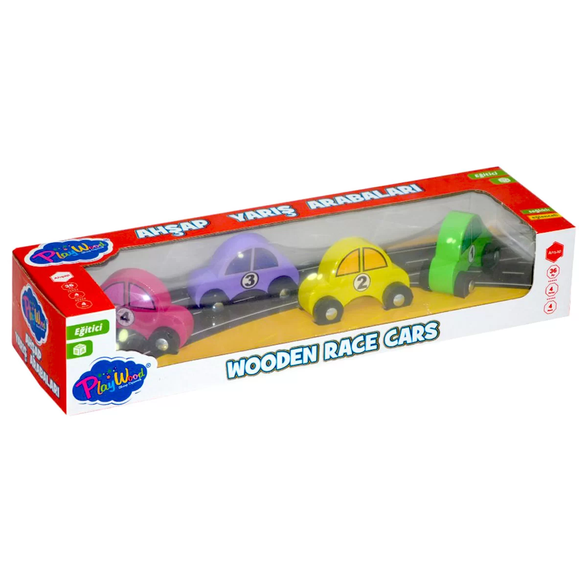 playwood-ahsap-yaris-arabasi-4-lu-paket-16420732 Playwood Ahşap Yarış Arabası 4'lü Paket - Görsel 1